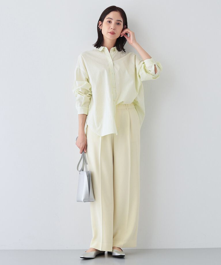 INDIVI「春SALE！【UVケア／カラーストライプ柄】袖コンシャスシャツ」|シャツ・ブラウス|