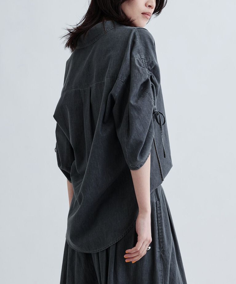 GALLEST「【セットアップ可能】シャーリングスリーブダンガリーシャツ」|シャツ・ブラウス|