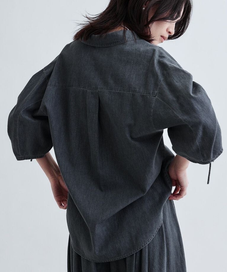 GALLEST「【セットアップ可能】シャーリングスリーブダンガリーシャツ」|シャツ・ブラウス|