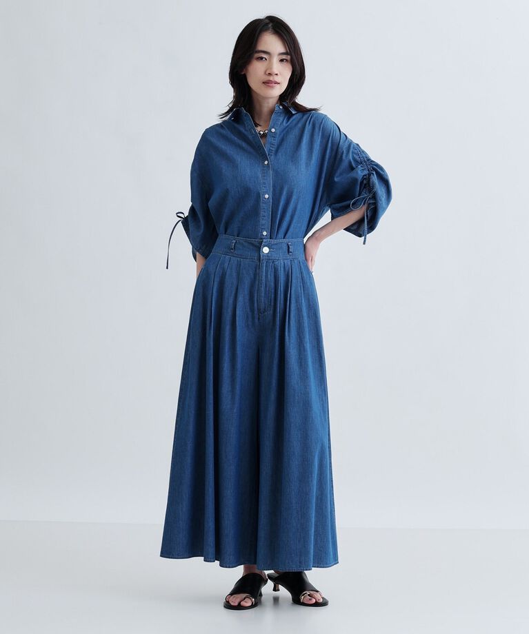 GALLEST「【セットアップ可能】シャーリングスリーブダンガリーシャツ」|シャツ・ブラウス|
