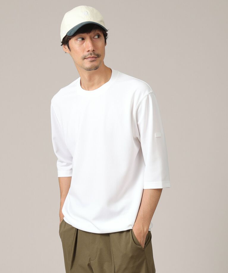 TAKEO KIKUCHI「【接触冷感/Made in JAPAN】七分袖 梨地カットソー」|Tシャツ・カットソー|ﾎﾜｲﾄ(001)