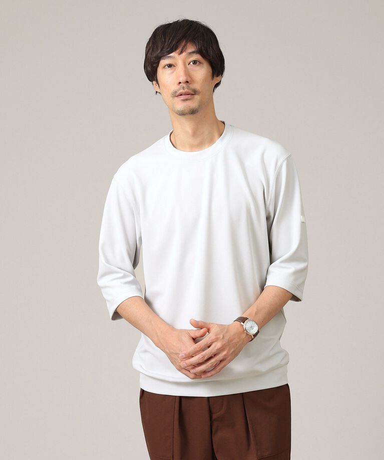 TAKEO KIKUCHI「【接触冷感/Made in JAPAN】七分袖 梨地カットソー」|Tシャツ・カットソー|ﾗｲﾄｸﾞﾚｰ(011)