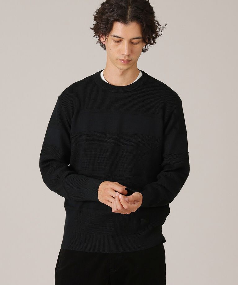 TAKEO KIKUCHI「【Made in JAPAN】編地切替 プルオーバーニット」|ニット・セーター|