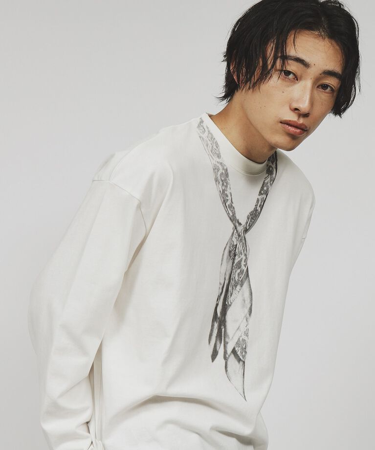 tk.TAKEO KIKUCHI「スカーフ柄トロンプルイユカットソー」|Tシャツ・カットソー|
