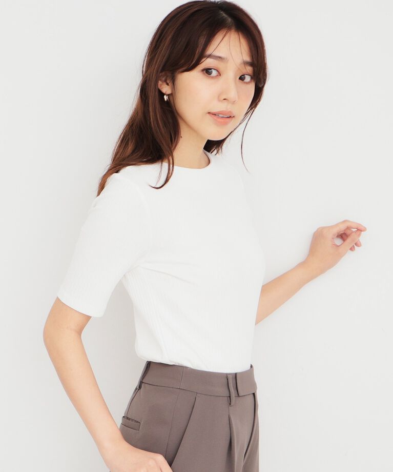 index「《5color/S-LLsize》ワイドリブボートネックトップス【洗濯機洗い可/接触冷感】」|Tシャツ・カットソー|