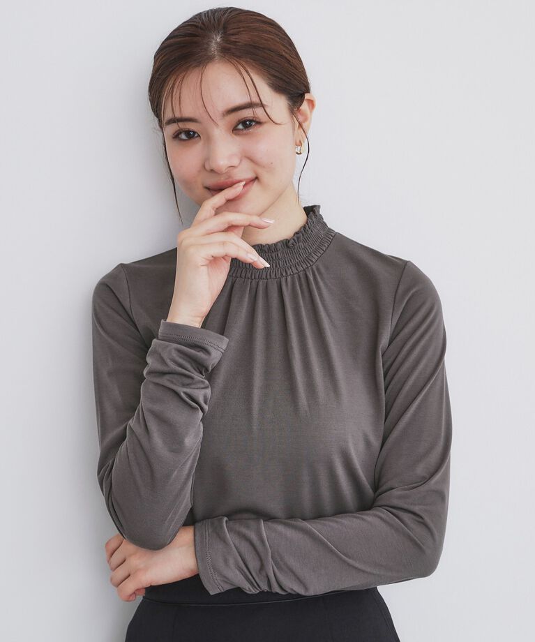index「シャーリングインナートップス【洗濯機洗い可/吸湿発熱】」|Tシャツ・カットソー|ﾁｬｺｰﾙｸﾞﾚｰ(014)