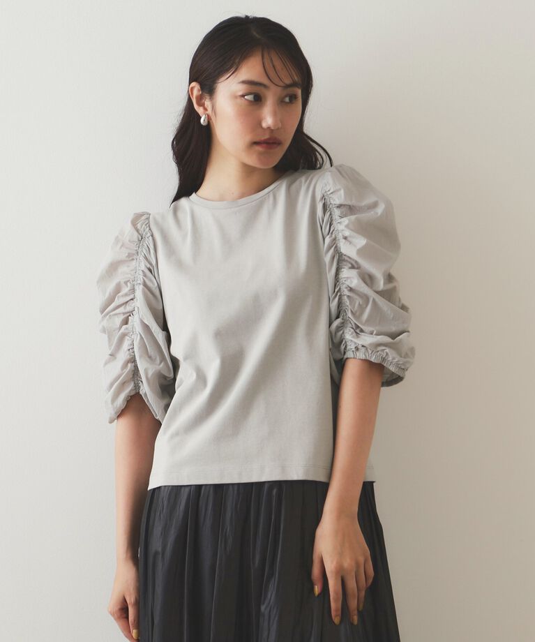 OPAQUE.CLIP「シアーシャーリングスリーブ ドッキングカットソー【洗濯機洗い可】」|Tシャツ・カットソー|