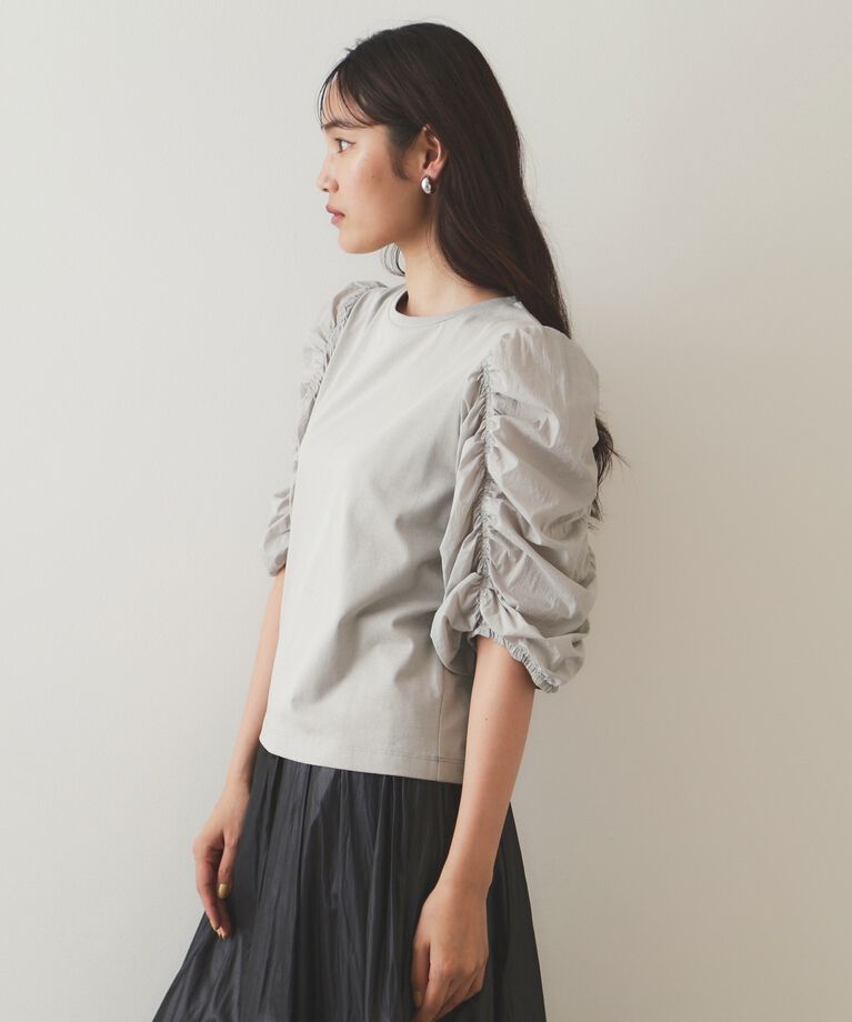 OPAQUE.CLIP「シアーシャーリングスリーブ ドッキングカットソー【洗濯機洗い可】」|Tシャツ・カットソー|