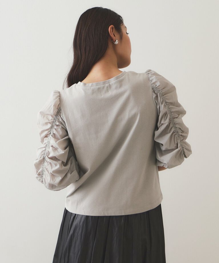 OPAQUE.CLIP「シアーシャーリングスリーブ ドッキングカットソー【洗濯機洗い可】」|Tシャツ・カットソー|
