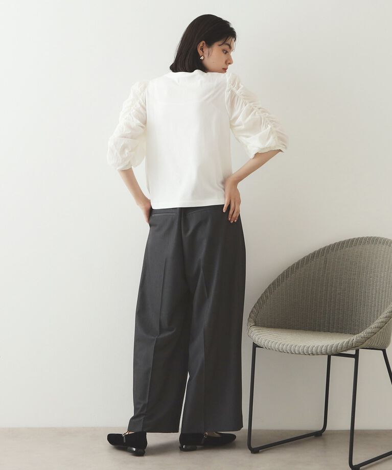 OPAQUE.CLIP「シアーシャーリングスリーブ ドッキングカットソー【洗濯機洗い可】」|Tシャツ・カットソー|