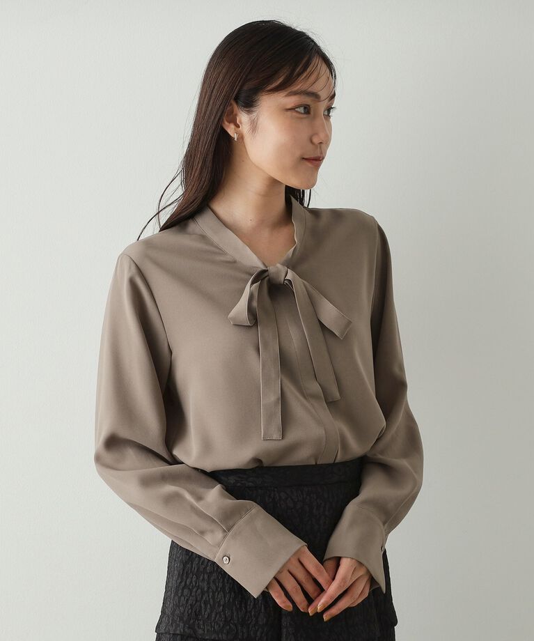 OPAQUE.CLIP「《美人百花掲載》ボウタイジョーゼットブラウス【洗濯機洗い可】」|シャツ・ブラウス|