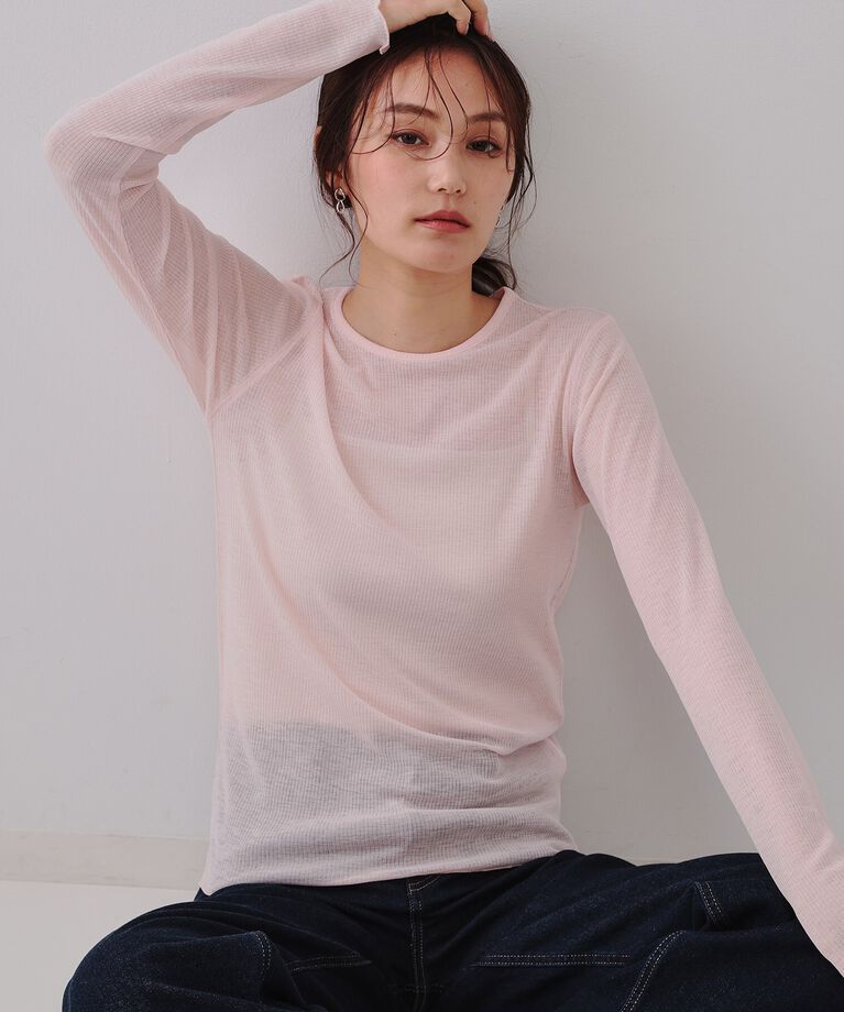 OPAQUE.CLIP「シアーリブカットソー【洗濯機洗い可】」|Tシャツ・カットソー|ライトピンク(070