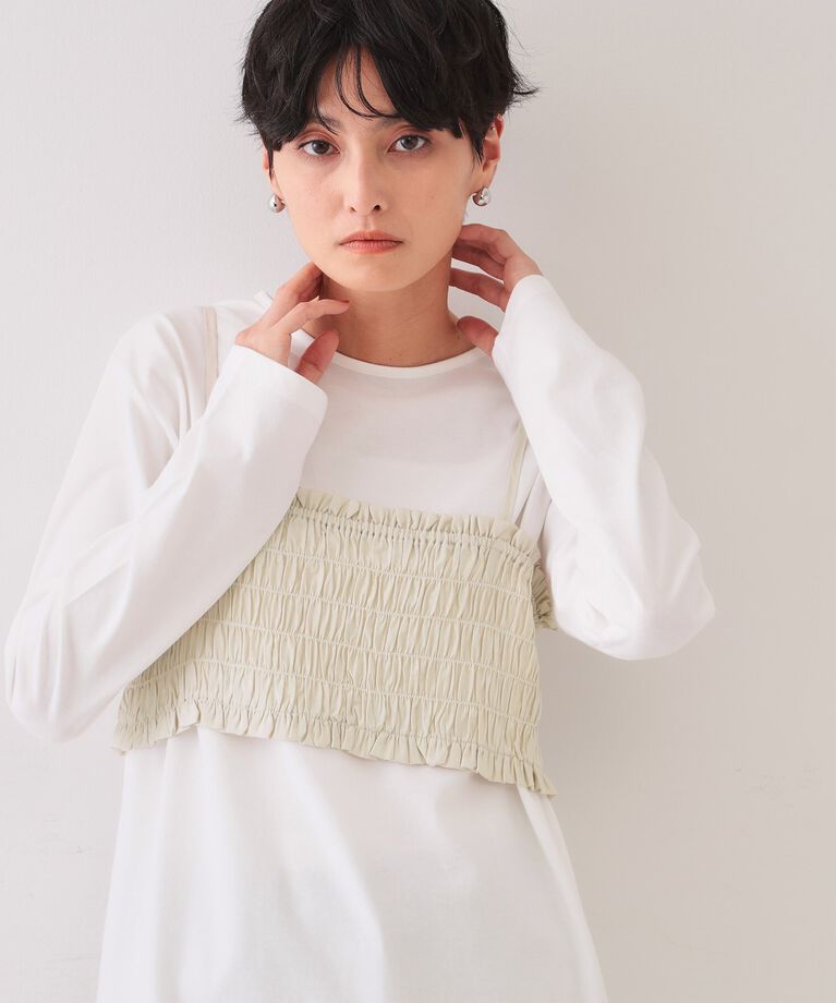 OPAQUE.CLIP「《ツインセット》シャーリングビスチェ×ロングTシャツ【洗濯機洗い可】」|その他|
