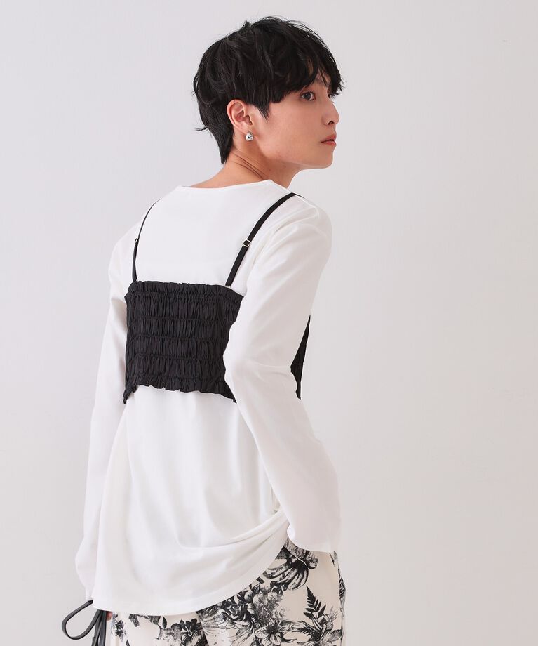 OPAQUE.CLIP「《ツインセット》シャーリングビスチェ×ロングTシャツ【洗濯機洗い可】」|その他|