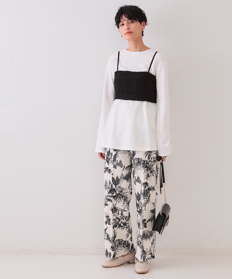 OPAQUE.CLIP「《ツインセット》シャーリングビスチェ×ロングTシャツ【洗濯機洗い可】」|その他|