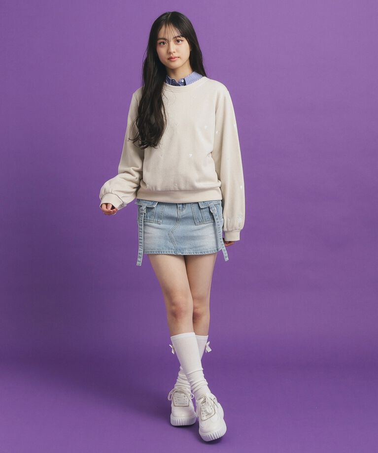 PINK-latte「総 刺繍ラメ裏毛トップス」|その他|