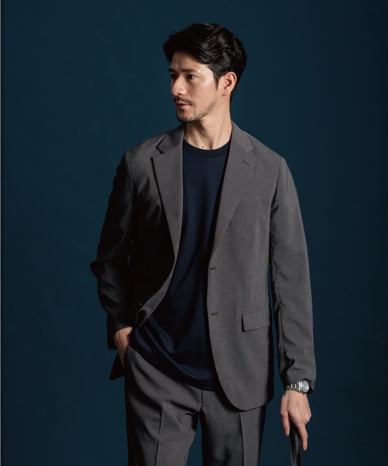 THE SHOP TK「【セットアップ可】AVANT DRY トロピカルジャケット」|テーラードジャケット|ﾁｬｺｰﾙｸﾞﾚｰ(014)