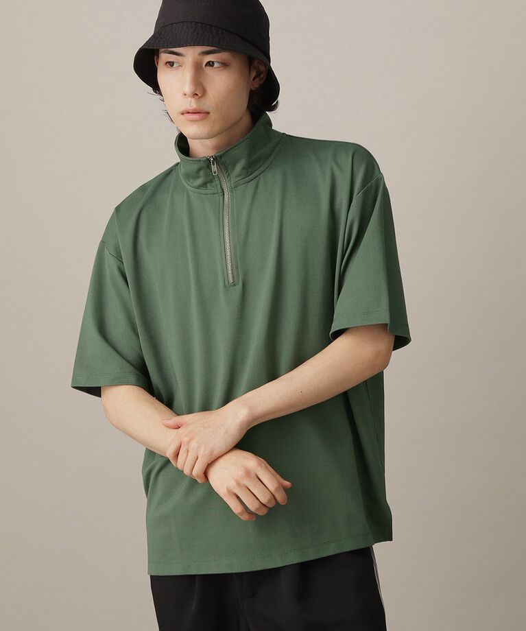 THE SHOP TK「【接触冷感】ポンチハーフジッププルオーバー」|Tシャツ・カットソー|ｸﾞﾘｰﾝ(024)