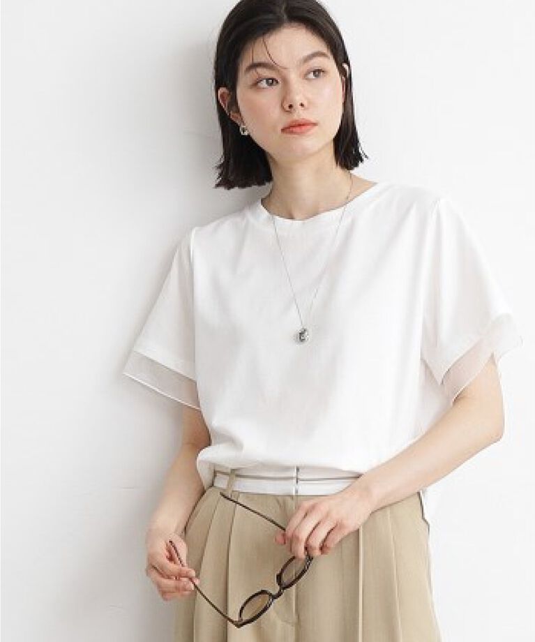 THE SHOP TK「【7.16新色入荷/UV/接触冷感/洗濯OK/毛玉になりにくい】袖シアーTシャツ」|Tシャツ・カットソー|