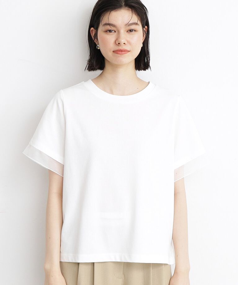 THE SHOP TK「【7.16新色入荷/UV/接触冷感/洗濯OK/毛玉になりにくい】袖シアーTシャツ」|Tシャツ・カットソー|