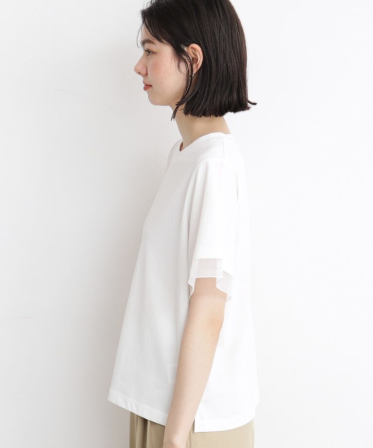 THE SHOP TK「【7.16新色入荷/UV/接触冷感/洗濯OK/毛玉になりにくい】袖シアーTシャツ」|Tシャツ・カットソー|