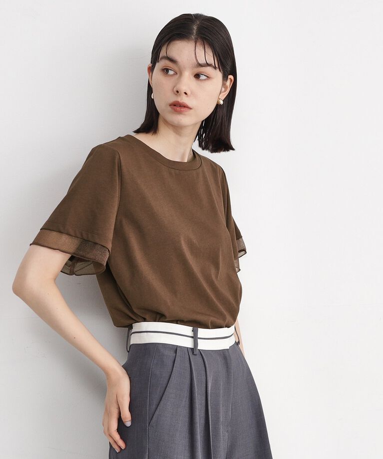 THE SHOP TK「【7.16新色入荷/UV/接触冷感/洗濯OK/毛玉になりにくい】袖シアーTシャツ」|Tシャツ・カットソー|ﾌﾞﾗｳﾝ(043)/新色