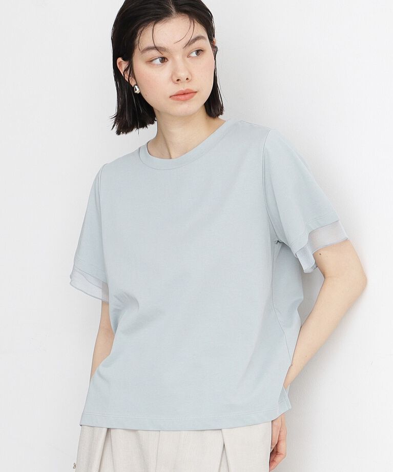 THE SHOP TK「【7.16新色入荷/UV/接触冷感/洗濯OK/毛玉になりにくい】袖シアーTシャツ」|Tシャツ・カットソー|ｻｯｸｽﾌﾞﾙｰ(090)