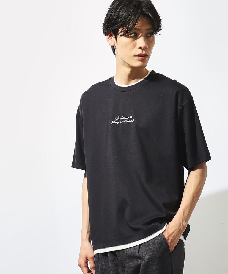 THE SHOP TK「【接触冷感】ポンチフェイクレイヤードTシャツ」|Tシャツ・カットソー|ﾌﾞﾗｯｸ(019)