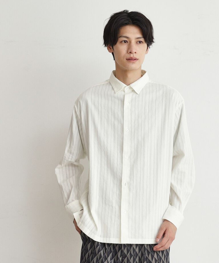 THE SHOP TK「コットンレース長袖シャツ」|シャツ・ブラウス|ｵﾌﾎﾜｲﾄ(003)