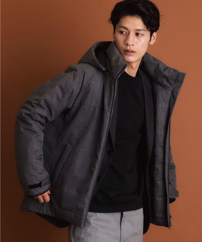 THE SHOP TK「SORONA中綿フードブルゾン 蓄熱／保温／洗える／防風／撥水／ビジネス対応可」|ダウン|ﾁｬｺｰﾙｸﾞﾚｰ(113)