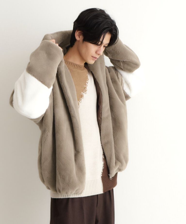 THE SHOP TK「フードフェイクファーブルゾン ユニセックス」|ブルゾン・スタジャン|