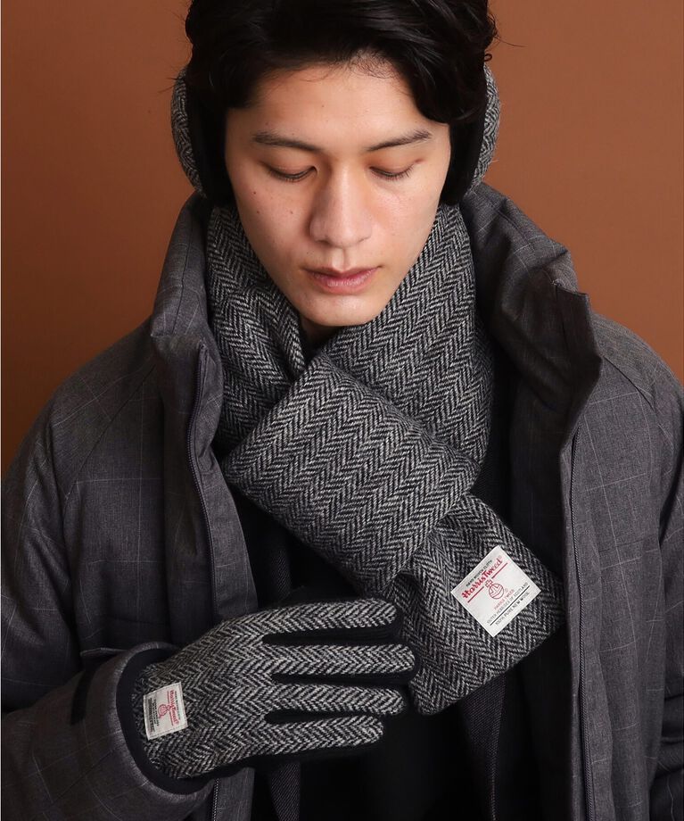 THE SHOP TK「【HARRIS TWEED／ハリスツイード】中綿入り差込マフラー」|ストール|ﾁｬｺｰﾙｸﾞﾚｰ(014)
