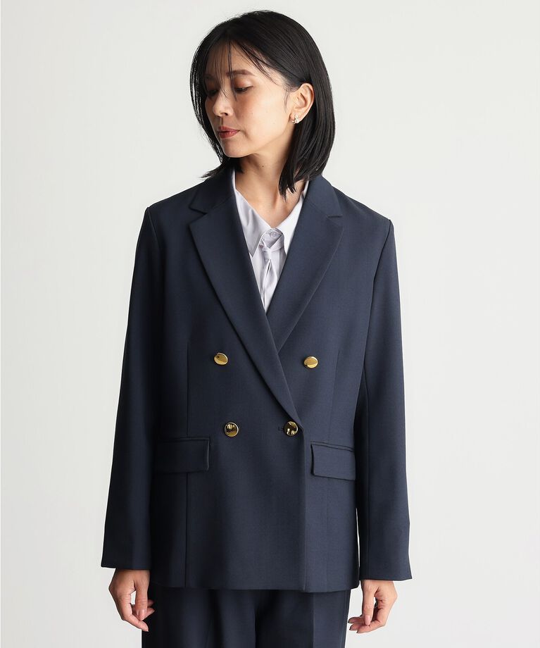 THE SHOP TK「【ONOFF活躍／セレモニー／通勤】CAVIAN Wブレストジャケット／洗える」|テーラードジャケット|
