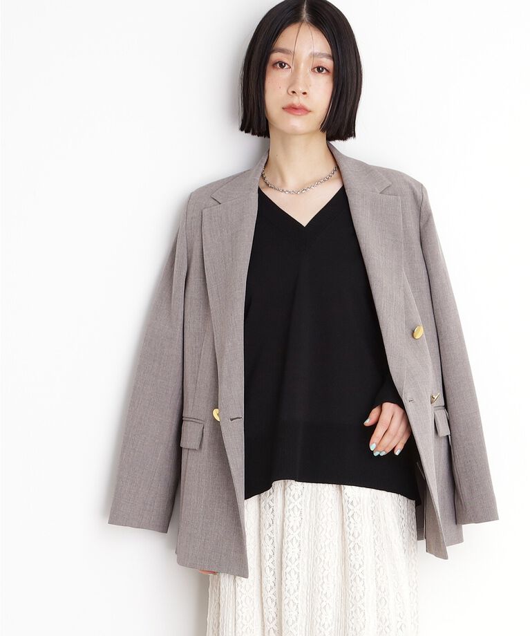 THE SHOP TK「【ONOFF活躍／セレモニー／通勤】CAVIAN Wブレストジャケット／洗える」|テーラードジャケット|