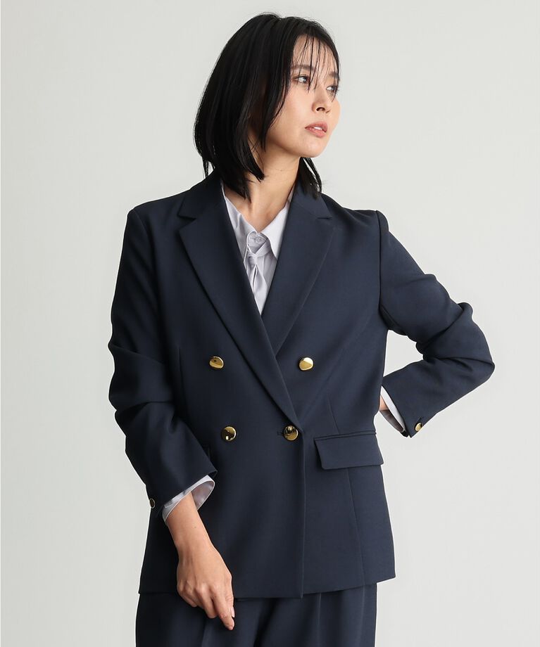 THE SHOP TK「【ONOFF活躍／セレモニー／通勤】CAVIAN Wブレストジャケット／洗える」|テーラードジャケット|