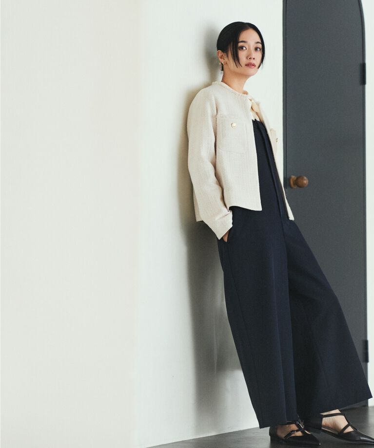 THE SHOP TK「【汚れ防止/シワになりにくい/セレモニー/通勤】ダブルクロスサロペット/洗える/サスティナブル」|オールインワン|