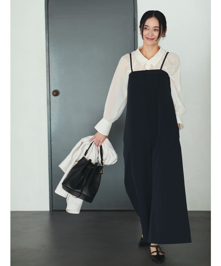 THE SHOP TK「【汚れ防止/シワになりにくい/セレモニー/通勤】ダブルクロスサロペット/洗える/サスティナブル」|オールインワン|