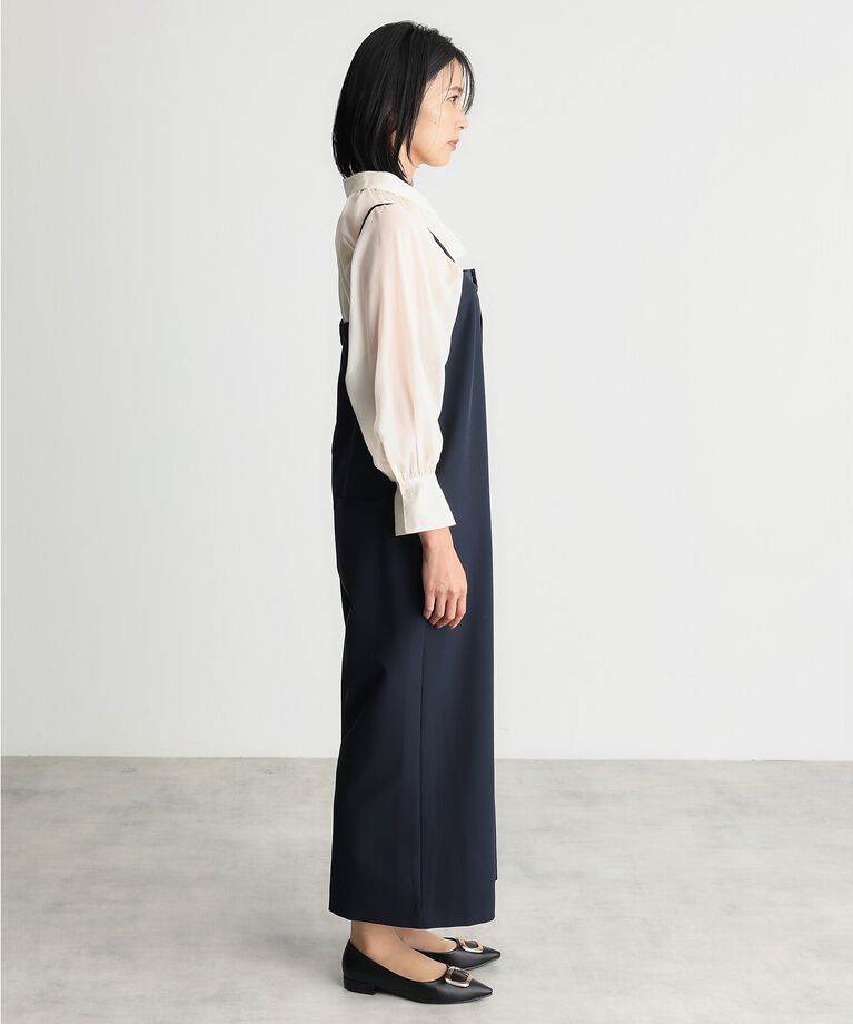 THE SHOP TK「【汚れ防止/シワになりにくい/セレモニー/通勤】ダブルクロスサロペット/洗える/サスティナブル」|オールインワン|