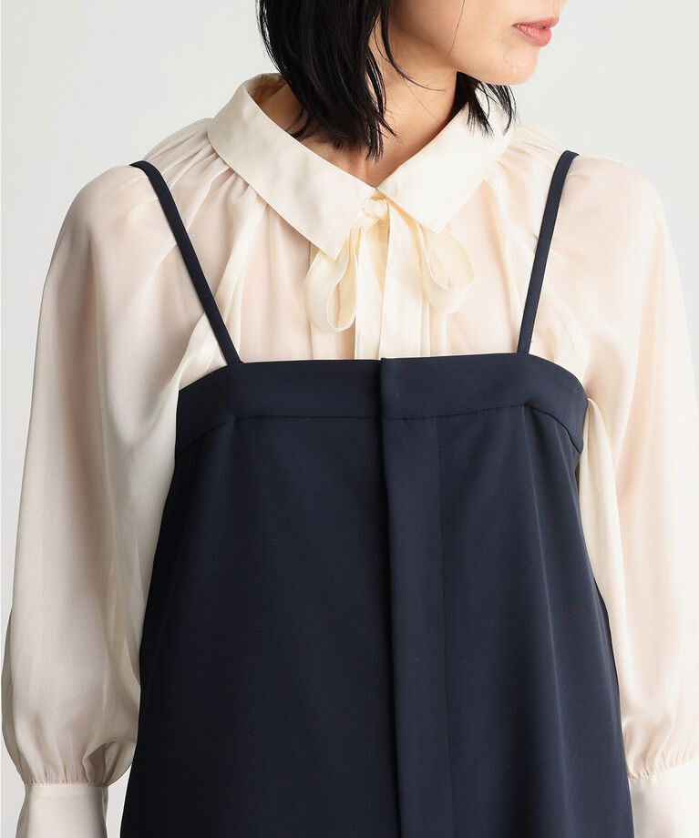 THE SHOP TK「【汚れ防止/シワになりにくい/セレモニー/通勤】ダブルクロスサロペット/洗える/サスティナブル」|オールインワン|