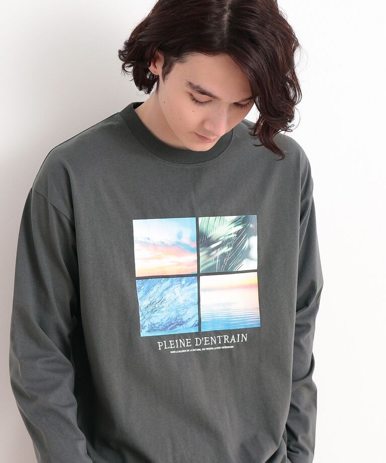 THE SHOP TK「オーガニックコットンフォトプリントTシャツ」|Tシャツ・カットソー|チャコールグレー(1