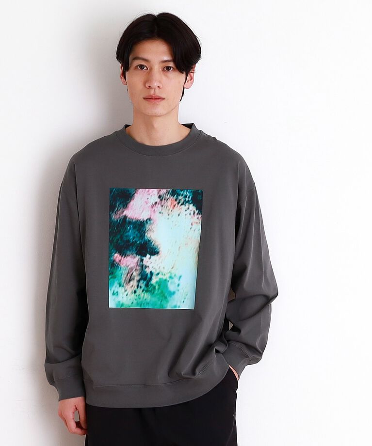 THE SHOP TK「プリントリブ長袖Tシャツ」|Tシャツ・カットソー|チャコールグレー(0