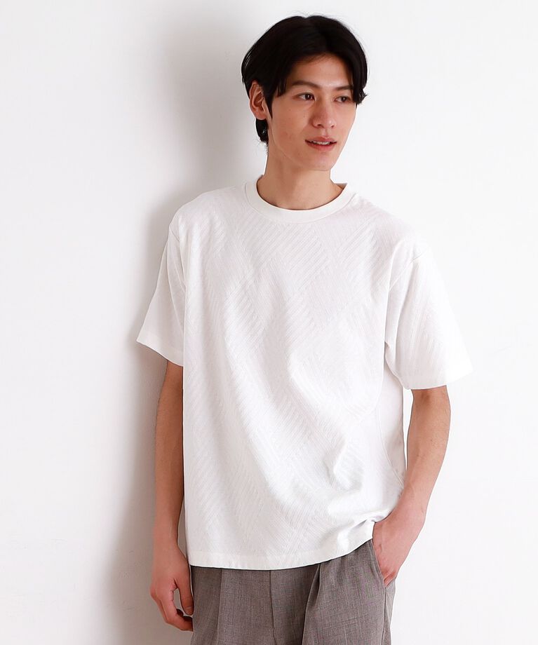 THE SHOP TK「リンクスジャカード半袖Ｔシャツ」|Tシャツ・カットソー|オフホワイト(003