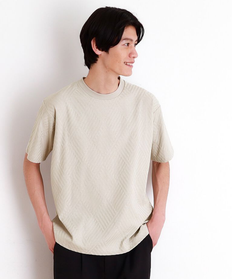 THE SHOP TK「リンクスジャカード半袖Ｔシャツ」|Tシャツ・カットソー|ライトグレー(011