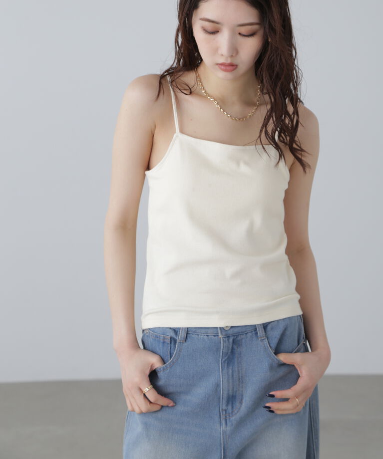  「バッククロスカップ付きキャミソール」|Tシャツ・カットソー|