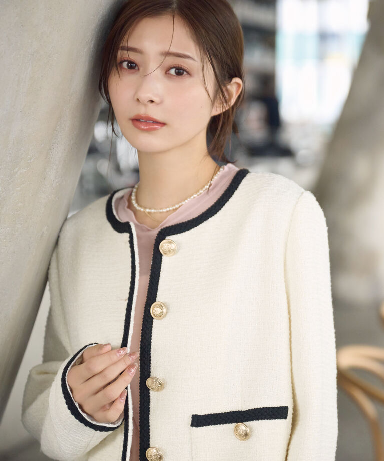 PROPORTION BODY DRESSING「ツイードジャケット」|ブルゾン・スタジャン|ホワイト