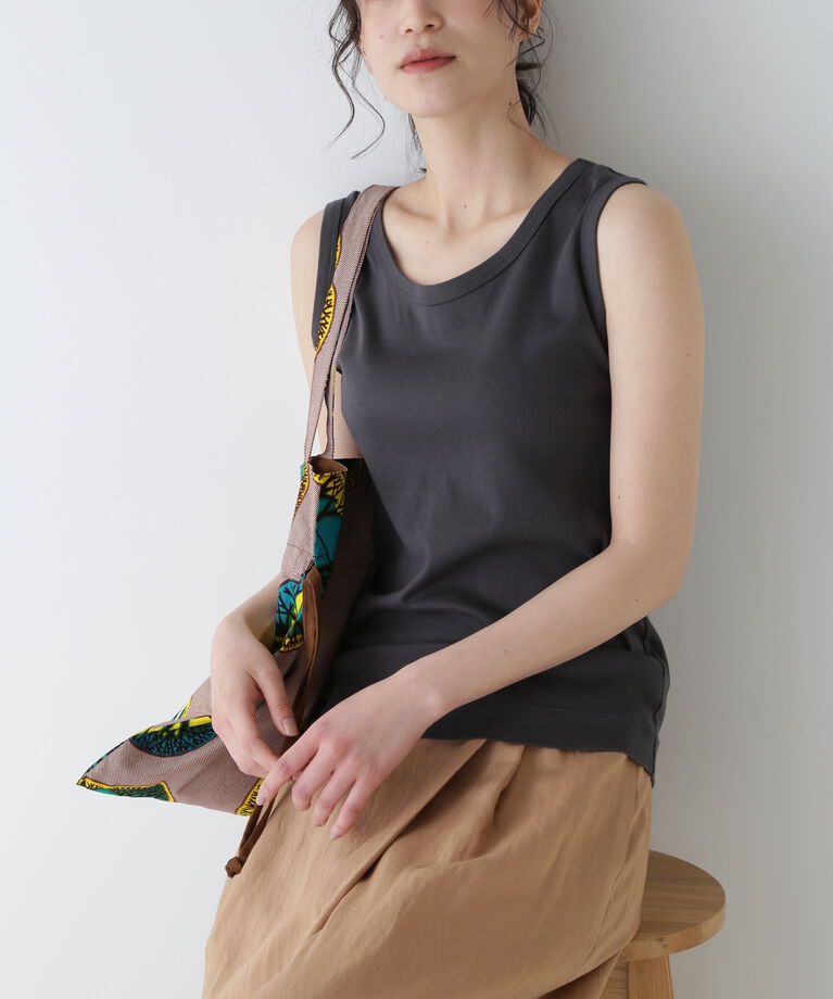  「オーガニックコットンタンクトップ」|Tシャツ・カットソー|チャコール1