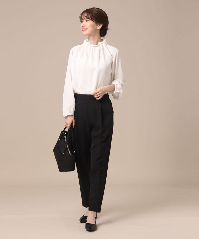 SHOO･LA･RUE「【S-3L/通勤/デイリー/セレモニーにも】フリルスタンドカラーブラウス【CIRCRIC】」|シャツ・ブラウス|