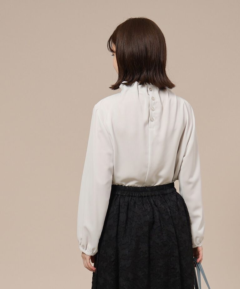 SHOO･LA･RUE「【S-3L/通勤/デイリー/セレモニーにも】フリルスタンドカラーブラウス【CIRCRIC】」|シャツ・ブラウス|