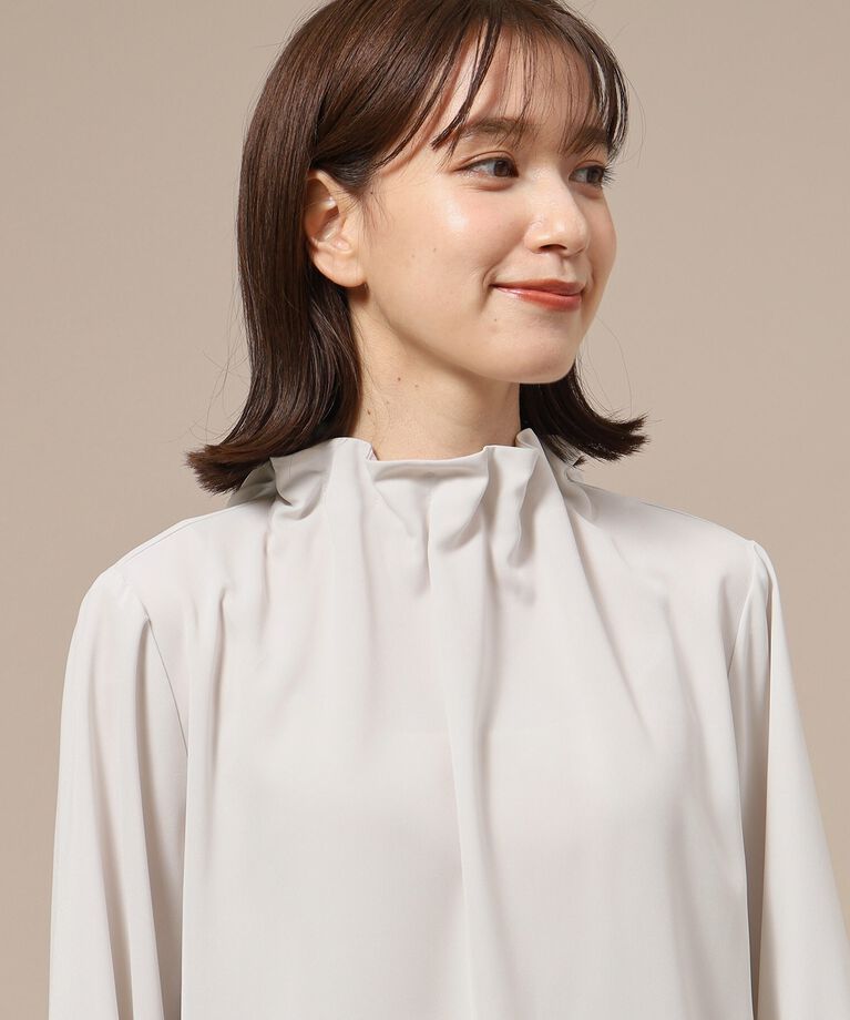 SHOO･LA･RUE「【S-3L/通勤/デイリー/セレモニーにも】フリルスタンドカラーブラウス【CIRCRIC】」|シャツ・ブラウス|