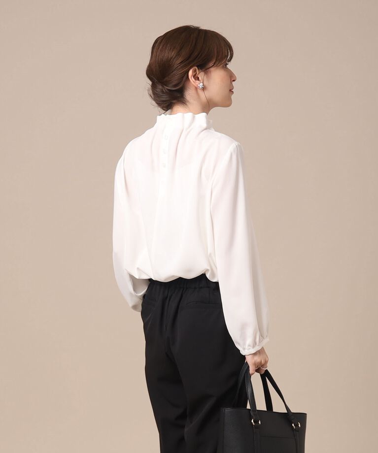 SHOO･LA･RUE「【S-3L/通勤/デイリー/セレモニーにも】フリルスタンドカラーブラウス【CIRCRIC】」|シャツ・ブラウス|